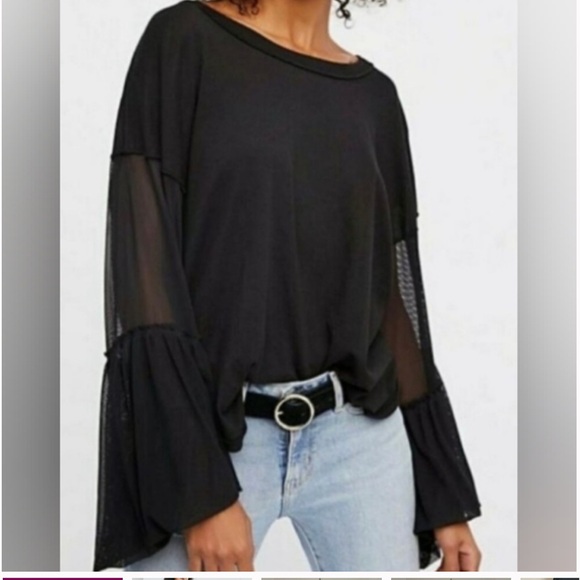 Free People Tops - Free People Black Still Have It Top Shirt Knit Bell Whimsigoth size small